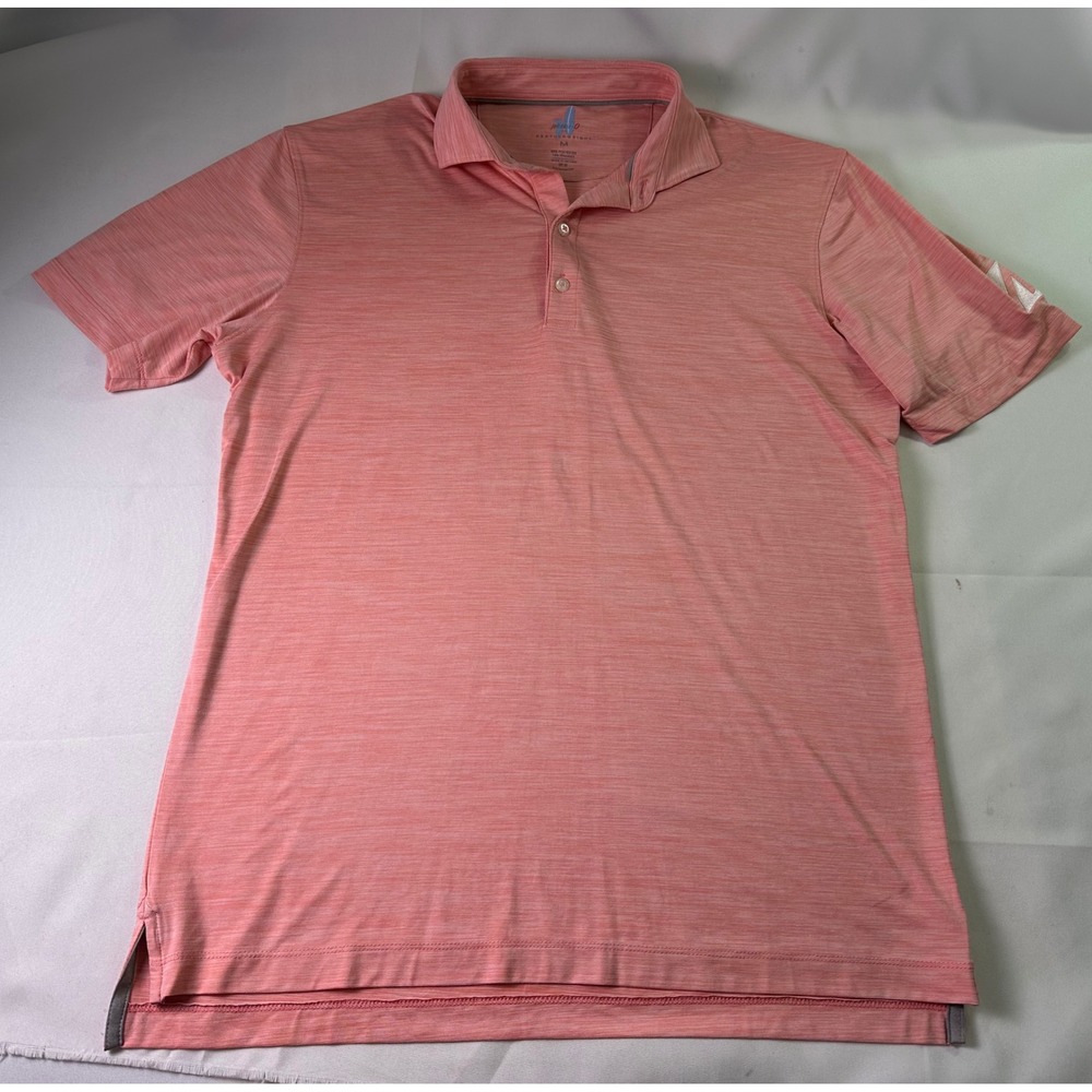 Johnnie-O Featherweight Golf Polo Shirt Men Medium Pink Bridgestone Logo Stretch